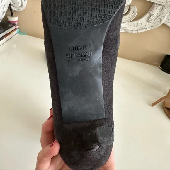Stuart Weitzman Suede Pointed Toe Grey Heeled Stiletto Ankle Boots / Booties